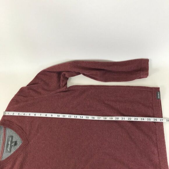 Eddie Bauer V-Neck Pullover Sweater Men's Medium Cotton Merino Wool Blend Winter - Picture 8 of 11